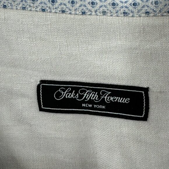 Saks Fifth Avenue New York Two Shirt Lot Mens XL Linen Solid & Plaid Long-Sleeve - Picture 3 of 8